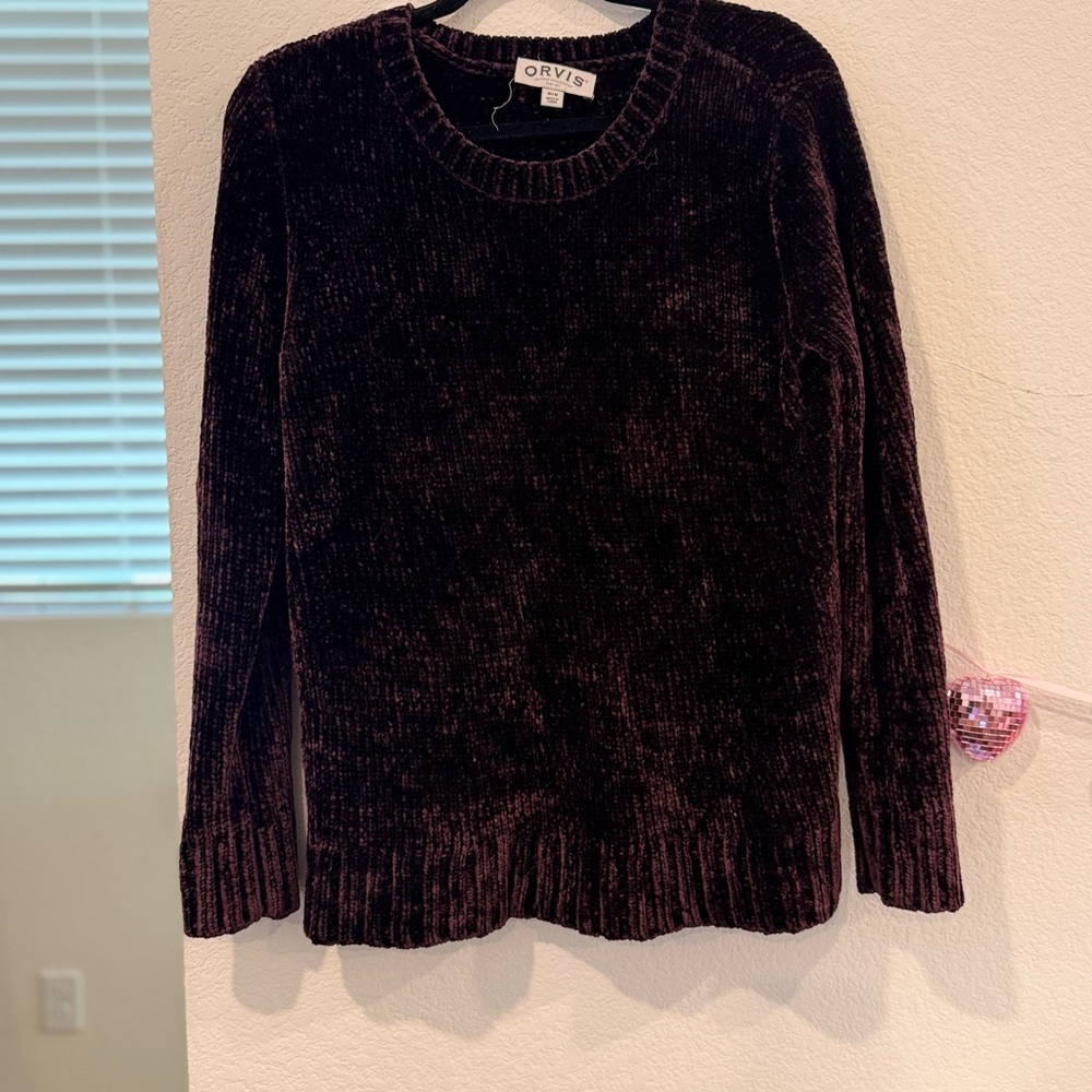 Orvis Purple Crew Neck Sweater Soft Plush Knit